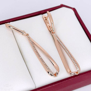 Серьги длинные с фианитами E-6665