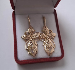 Серьги ажурные позолоченные E-6668