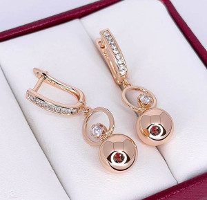 Серьги позолоченные с фианитами E-6669