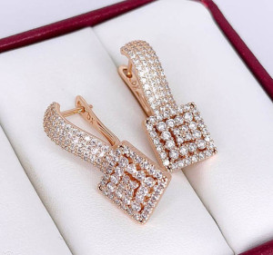 Серьги позолоченные фианитовые E-6670