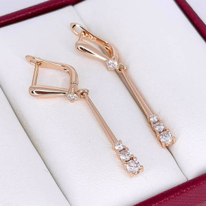 Серьги позолоченные с фианитами E-6673