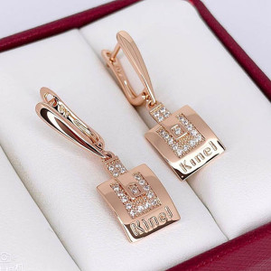 Серьги стильные с фианитами E-6674