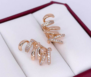 Серьги позолоченные с фианитами E-6675