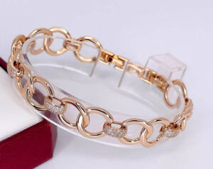 Браслет позолоченный с фианитами BRAS-1137-17cm-19cm-12mm