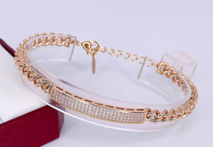 Браслет фианитовый с позолотой BRAS-1142-17cm-19cm-0.6mm