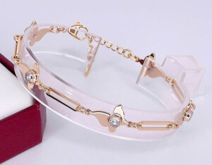 Браслет с фианитами и позолотой BRAS-908-17.5cm-20.5cm