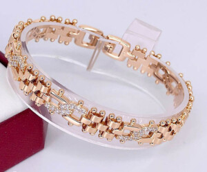 Браслет позолоченный с фианитами BRAS-911-17cm-9mm