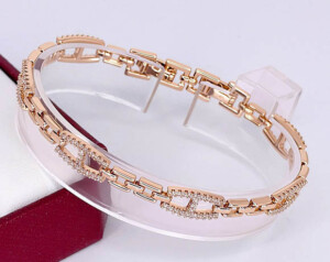 Браслет позолоченный с фианитами BRAS-914-16.5cm-18cm-7mm