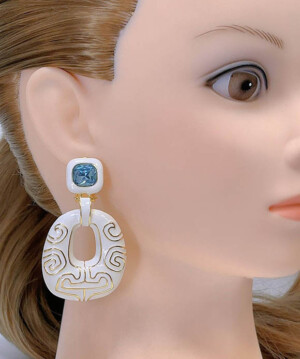 Серьги стильные с фианитами E-6679