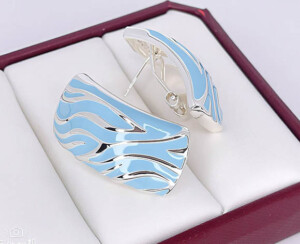 Серьги посеребренные с цветной эмалью E-6683