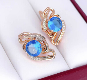 Серьги с цветными фианитами E-6685