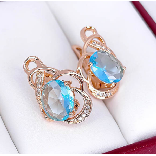 Серьги фианитовые с позолотой E-6686