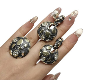 Комплект родированных украшений ER-1160-bg