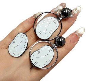 Комплект стильной родированной бижутерии ER-780-bs-white