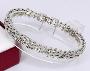 Браслет родированный с фианитами BRAS-920-18cm-8mm