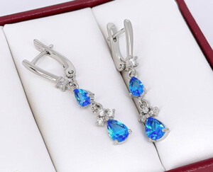 Серьги с цветными фианитами E-6575