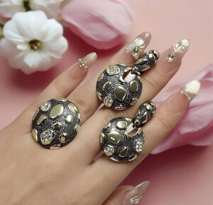 Комплект родированных украшений ER-1160-bg