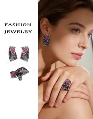 Набор стильной разноцветной бижутерии ER-1870-s-fiolrose