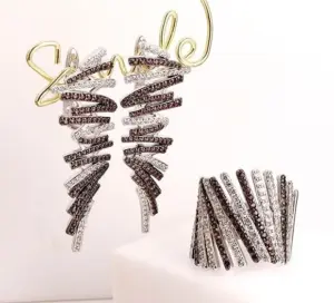 Набор стильных фианитовых украшений ER-762-bs-brown