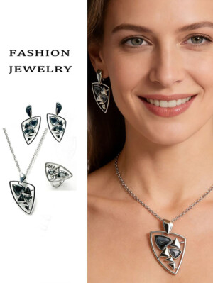 Комплект стильной бижутерии ERP-0026-s-black