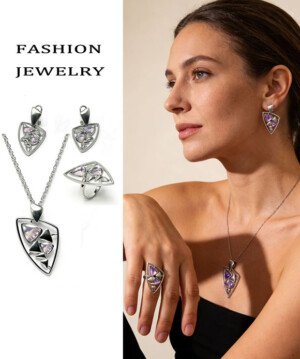 Набор бижутерии  с цветными вставками ERP-0026-s-fiol