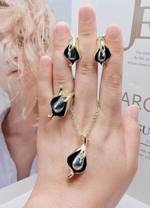 Набор стильной бижутерии ERP-0049-g-perlblack