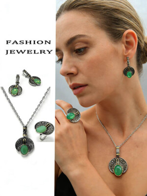 Набор цветной стильной бижутерии ERP-0089-green