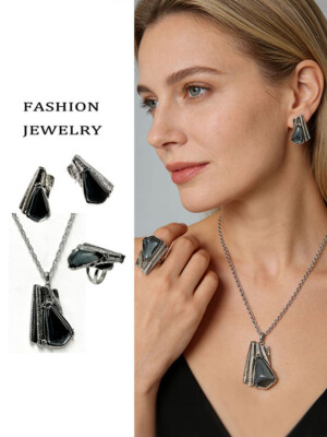 Комплект стильных украшений ERP-0104-s-grey