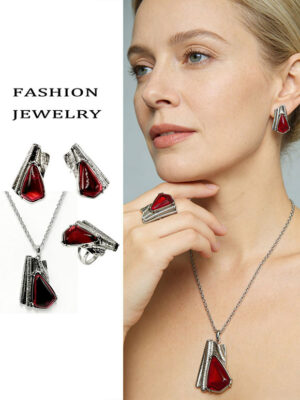 Комплект стильной бижутерии ERP-0104-s-red