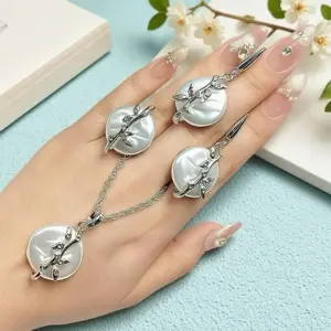 Набор украшений с жемчугом и фианитами ERP-0106-s-perl