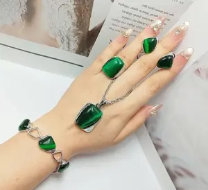 Комплект стильных украшений ERPB-0002-s-green