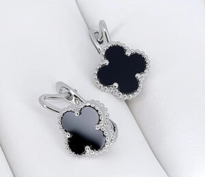 Серьги стильные с черной керамикой E-4891-s-black