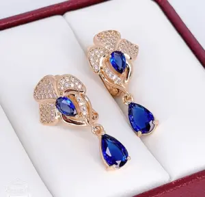 Серьги позолоченные фианитовые E-6697