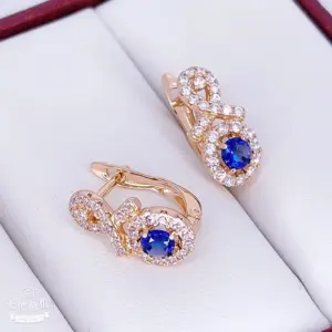 Серьги с цветными фианитами E-6698