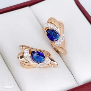 Серьги позолоченные с фианитами E-6699