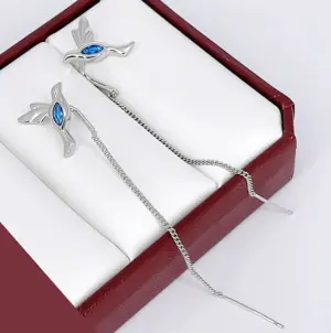 Серьги-протяжки с цветными фианитами E-6703