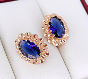 Серьги с цветными фианитами E-6706