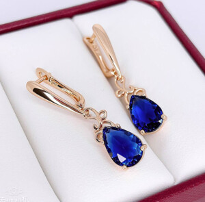 Серьги позолоченные с цветными фианитами E-6708