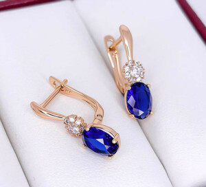 Серьги позолоченные с фианитами E-6710