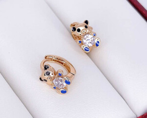 Серьги детские  с фианитами и эмалью E-6714