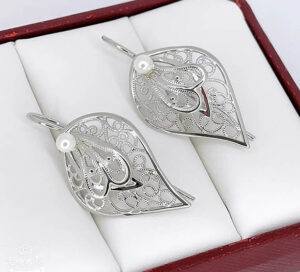 Серьги ажурные с жемчугом E-6716