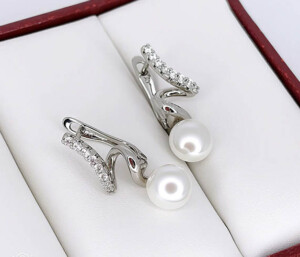 Серьги посеребренные с жемчугом E-6720