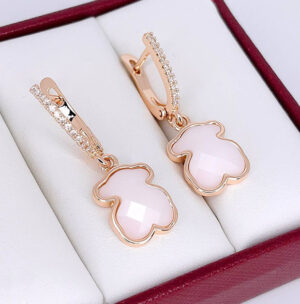 Серьги стильные с белой керамикой E-6728-g-white