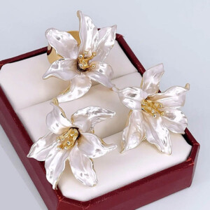 Набор позолоченных украшений с эмалью ER-1877-g-white