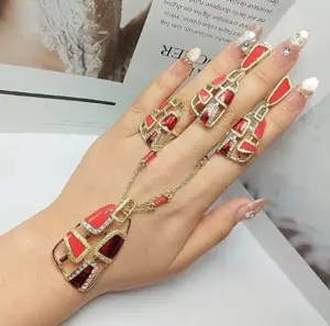 Комплект цветной бижутерии ERP-0108-g-redbordo