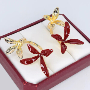 Серьги стильные цветные E-6734-g-red
