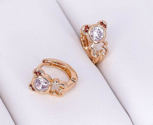Серьги детские с фианитами E-6742-g-red