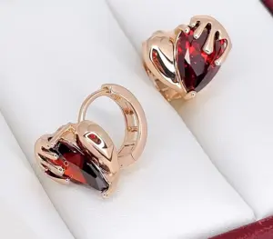 Серьги позолоченные с цветными фианитами E-6748-g-red