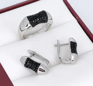 Комплект бижутерии с комбинированным покрытием ER-1864-bs-black