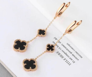 Серьги стильные позолоченные с керамикой E-6781-g-black